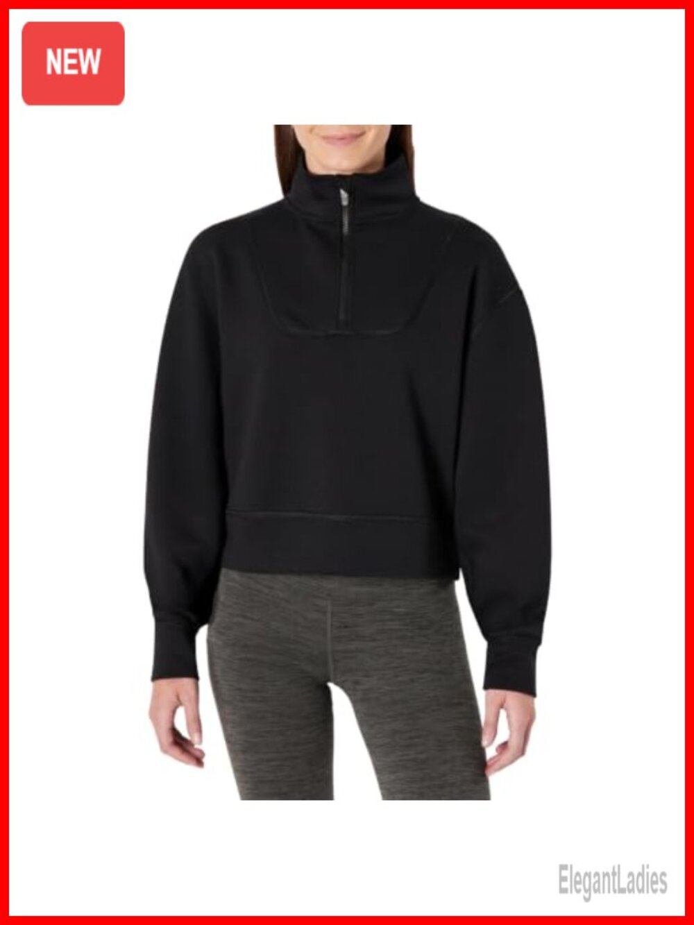 Essentials Women Active Half Zip Pullover Sweatshirt Oversized Cropped